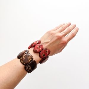 SET Tropical Red & Brown Bracelets